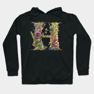 Floral Garden Watercolor Monogram Letter H Hoodie